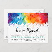 カラフルな虹の 住所変更のお知らせ 引越しました 案内ポストカード (正面/裏面)