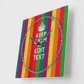 カラフルな虹はカスタマイズために平静およびあなたの文字を保ちます スクエア壁時計 (傾斜)