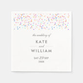 カラフルな虹色のコンフェッティ ウェディング スタンダードカクテルナプキン (正面)