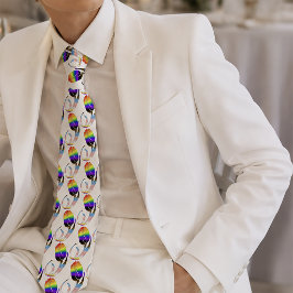 カラフルな虹色のモダンなチューリップ LGBTQ+ ネクタイ