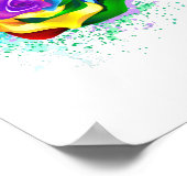 カラフルな虹色のローズ ポスター (角)