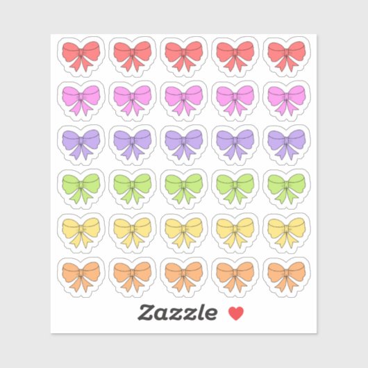 カラフルな虹色の蝶結び リボン デコレーション スクラップブック シール (シート)