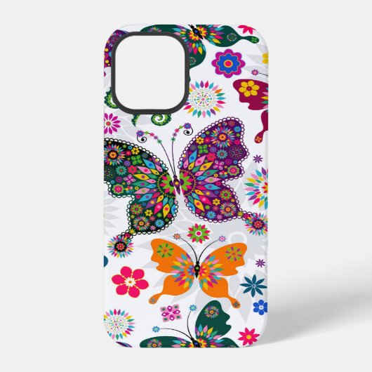 カラフルな蝶々模様 iPhoneケース (裏面)