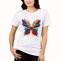 カラフルな蝶々 水彩アートTシャツ | ビブラン