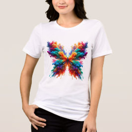 カラフルな蝶々 水彩アートTシャツ | ビブラン トライブレンドＴシャツ