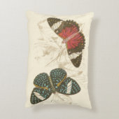 カラフルな蝶が付いているセピア色の葉 アクセントクッション (裏面(縦))