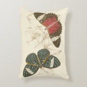 カラフルな蝶が付いているセピア色の葉 アクセントクッション (正面(垂直))