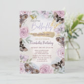 カラフルな蝶と花の誕生日 招待状 (スタンド正面)