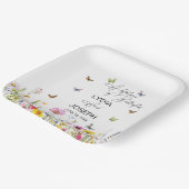カラフルな蝶と野の花のウェディング ペーパープレート (傾斜あり)