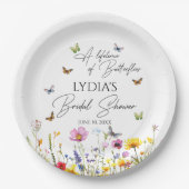 カラフルな蝶と野の花のブライダルシャワー 一生 ペーパープレート (正面)