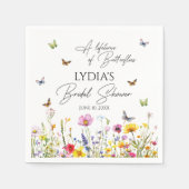 カラフルな蝶と野の花の生涯 ブライダルシャワー スタンダードカクテルナプキン (正面)