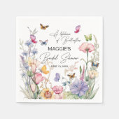 カラフルな蝶と野の花の生涯 ブライダルシャワー スタンダードカクテルナプキン (正面)