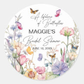カラフルな蝶と野の花の生涯 ブライダルシャワー ラウンドシール (正面)