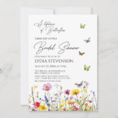 カラフルな蝶と野の花の生涯 ブライダルシャワー 招待状 (正面)