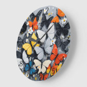 カラフルな蝶のアクリルアート ラージ壁時計 (傾斜)