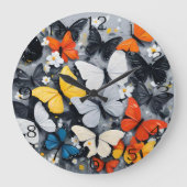カラフルな蝶のアクリルアート ラージ壁時計 (正面)
