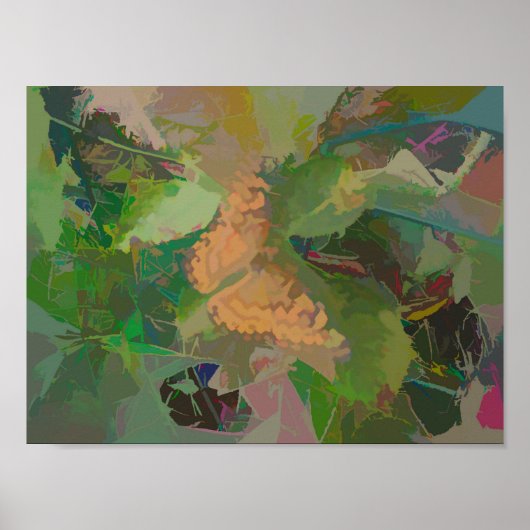 カラフルな蝶のアブストラクト ポスター (正面)