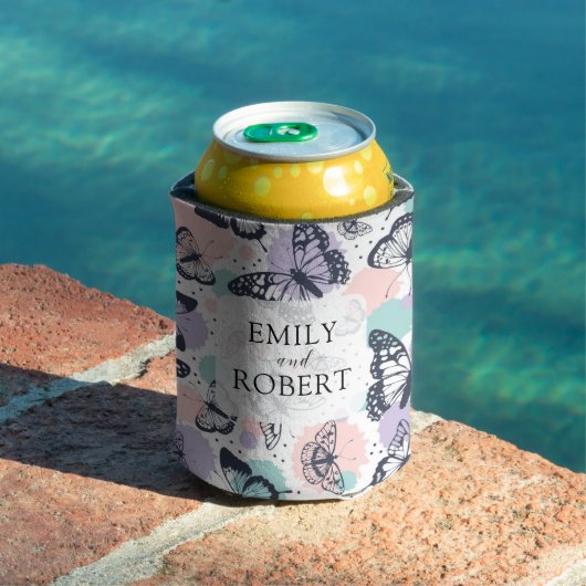 カラフルな蝶のパターン 缶クーラー (インサイチュ プール)