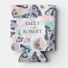 カラフルな蝶のパターン 缶クーラー