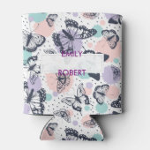 カラフルな蝶のパターン 缶クーラー (裏面)