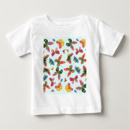 カラフルな蝶の庭のベビー服 ベビーTシャツ