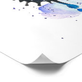 カラフルな蝶の水彩画アート ポスター (角)