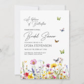 カラフルな蝶の生涯 QRコード ブライダルシャワー 招待状 (正面)