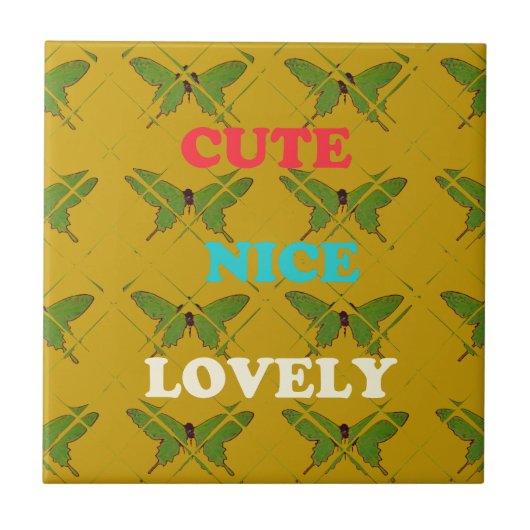 カラフルな蝶の装飾:かわいい、素敵、そして愛らしい。 タイル (正面)