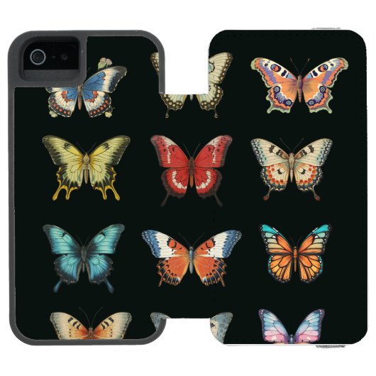 カラフルな蝶のiPhone財布ケース Incipio iPhoneウォレットケース (フォリオ Open)