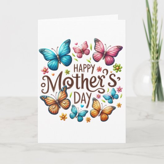 カラフルな蝶 ハッピーマザーズデー シーズンカード (正面)