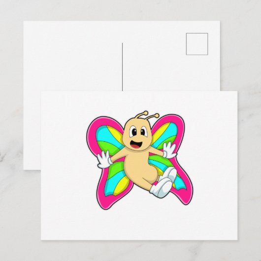 カラフルな蝶 ポストカード (正面/裏面)