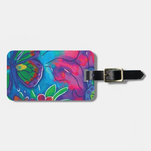 カラフルな蝶 ラゲッジタグ (正面横)