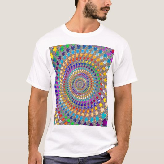 カラフルな螺旋パターン Tシャツ (正面)