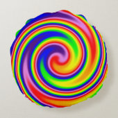 カラフルな螺線形の渦巻の虹は陽気着色します ラウンドクッション (裏面)