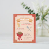 カラフルな裏庭bbqのパーティー、格子縞パターン 招待状 (スタンド正面)