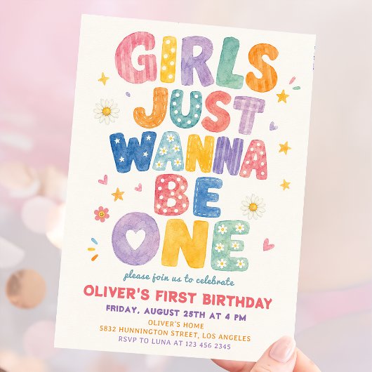 カラフルな誕生日おめでとう!女の子のためのパーティーグッズ 招待状