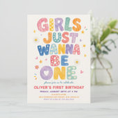 カラフルな誕生日おめでとう!女の子のためのパーティーグッズ 招待状 (スタンド正面)
