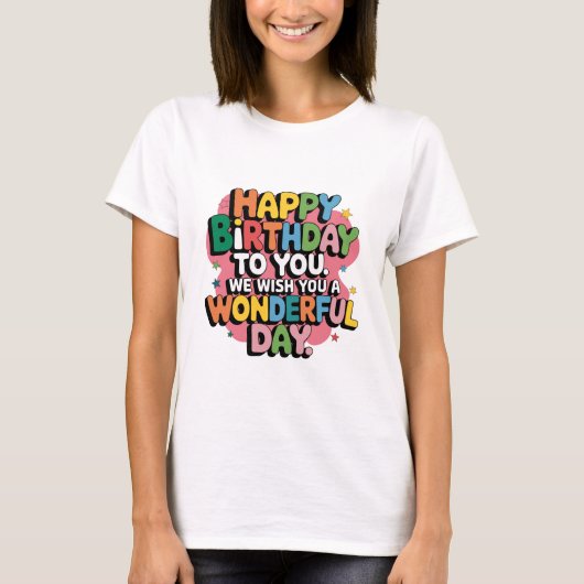 カラフルな誕生日おめでとう Tシャツ (正面)