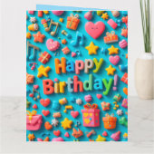 カラフルな誕生日お祝い要素 カード (裏面)