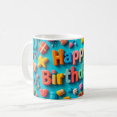 カラフルな誕生日お祝い要素 コーヒーマグカップ (正面左)