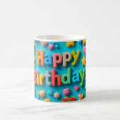 カラフルな誕生日お祝い要素 コーヒーマグカップ (中央)