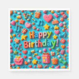 カラフルな誕生日お祝い要素 スタンダードランチョンナプキン