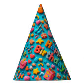 カラフルな誕生日お祝い要素 パーティーハット (右)