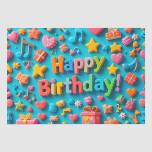 カラフルな誕生日お祝い要素 薄葉紙 (正面)