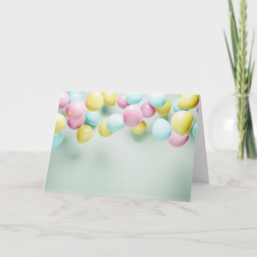 カラフルな誕生日の風船のお祝い 招待状 (正面)