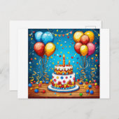 カラフルな誕生日の風船 ポストカード (正面/裏面)