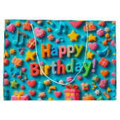 🎉 カラフルな誕生日を輝かせよう 🌈 お祝いのパーティー ラージペーパーバッグ (裏面)