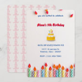 カラフルな誕生日キャンドルのお祭り！ 招待状 (正面/裏面)