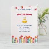 カラフルな誕生日キャンドルのお祭り！ 招待状 (スタンド正面)