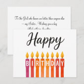 カラフルな誕生日ケーキのろうそく – 誕生日おめでとう ポストカード (正面/裏面)